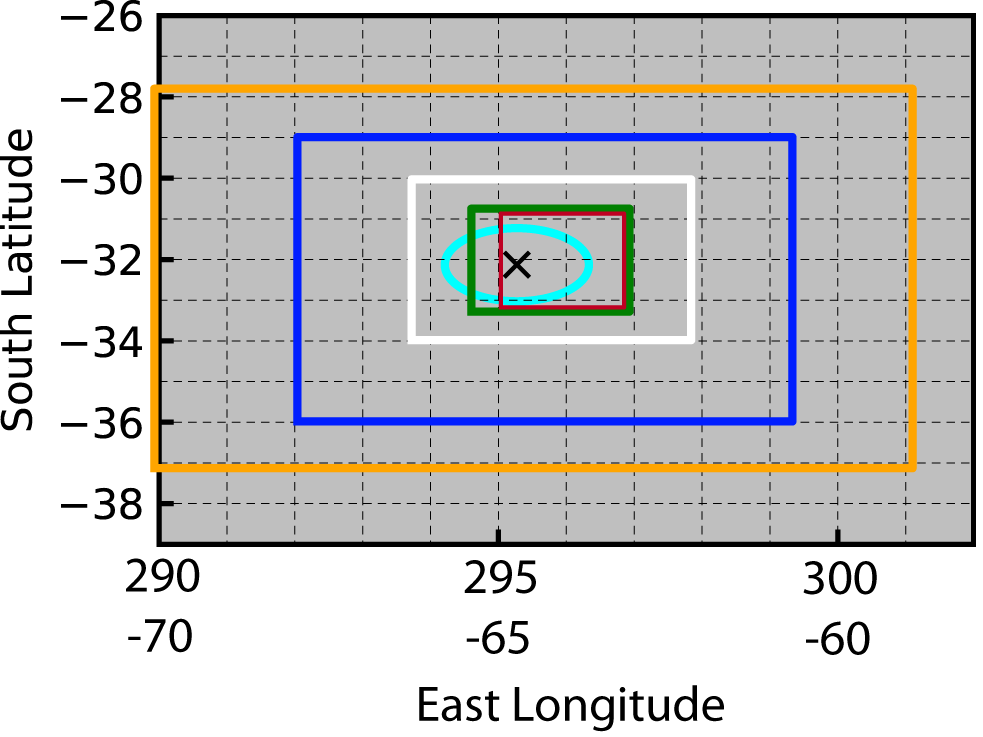 WRF domain boundaries in relation to AMF1 location